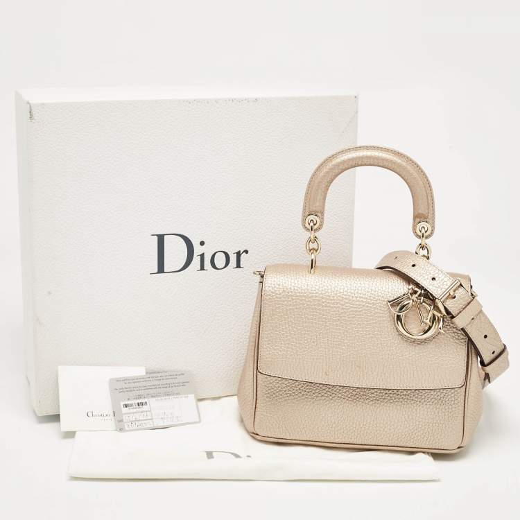 Pre Owned Dior Bronze Leather Mini Be Dior Top Handle Bag