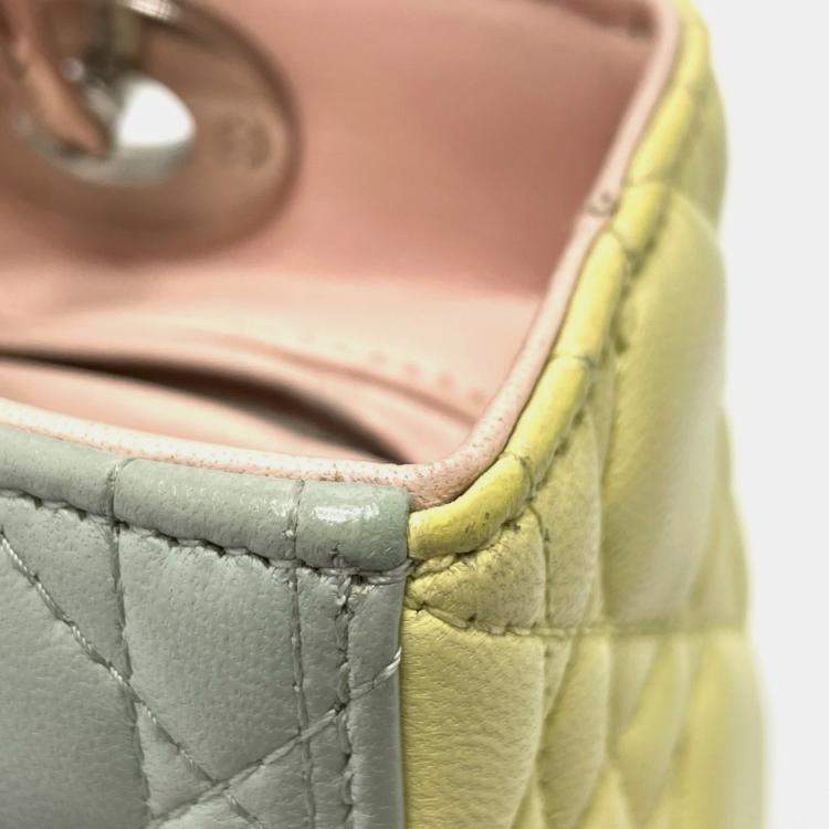 Pre Owned Christian Dior Blue X Yellow X Pink Cannage Bag