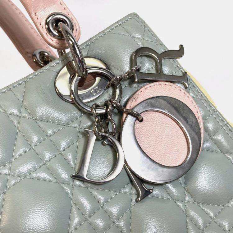 Pre Owned Christian Dior Blue X Yellow X Pink Cannage Bag