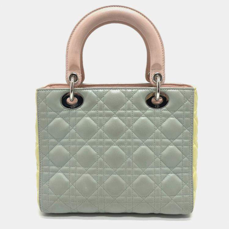 Pre Owned Christian Dior Blue X Yellow X Pink Cannage Bag