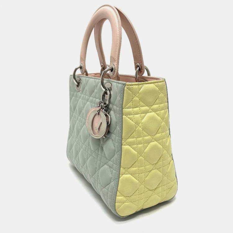 Pre Owned Christian Dior Blue X Yellow X Pink Cannage Bag