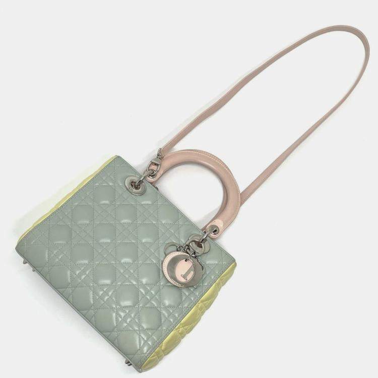 Pre Owned Christian Dior Blue X Yellow X Pink Cannage Bag