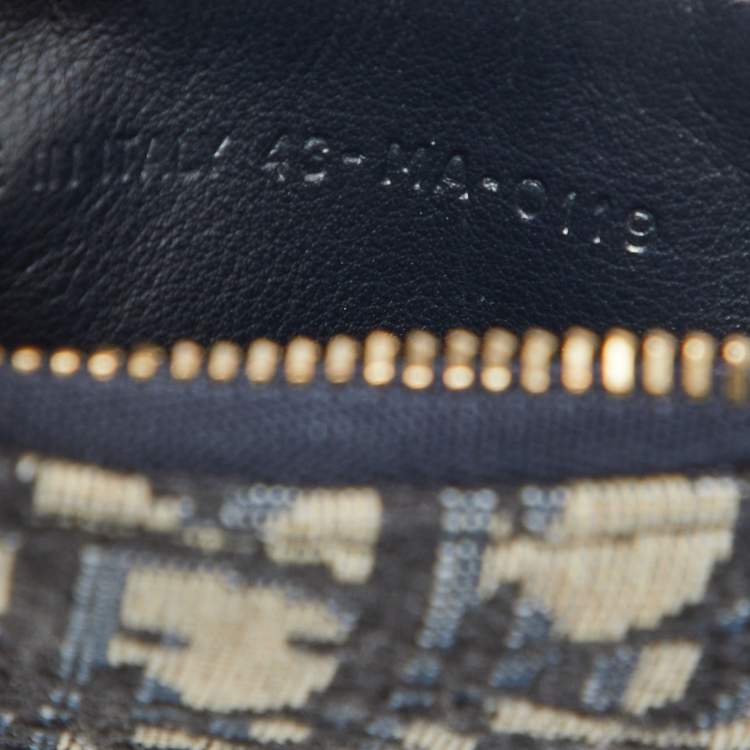 Pre Owned Dior Navy Blue Oblique Fabric Saddle Coin Purse