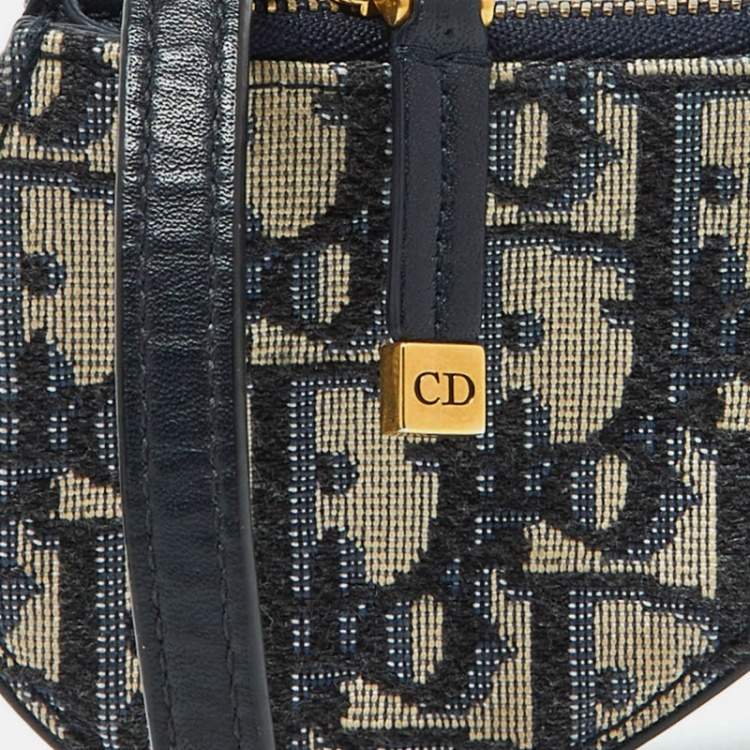 Pre Owned Dior Navy Blue Oblique Fabric Saddle Coin Purse
