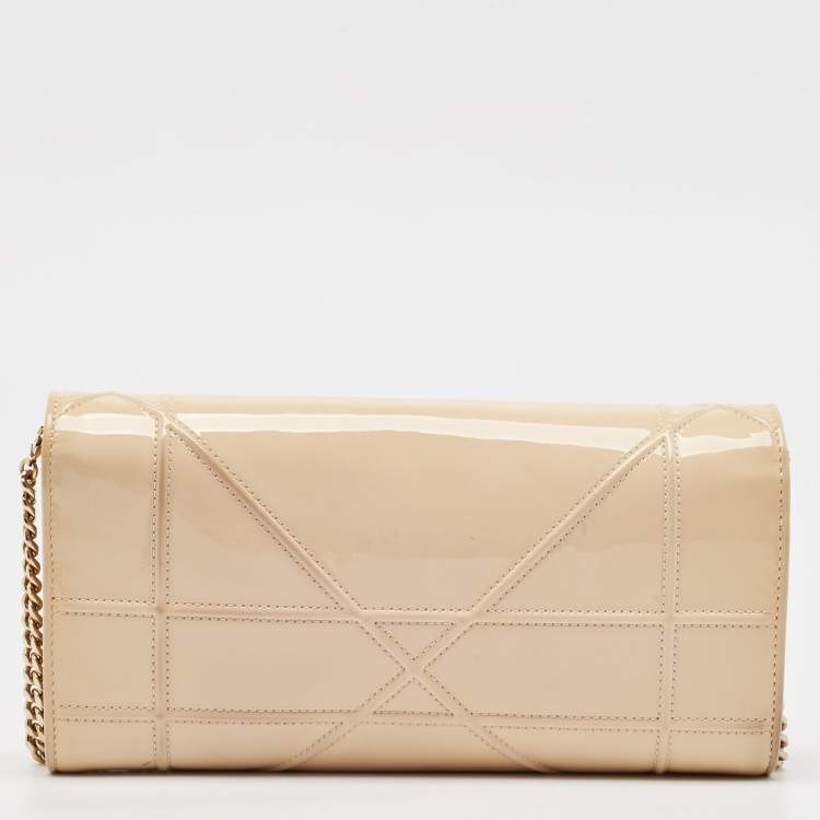Pre Owned Dior Beige Patent Leather Diorama Wallet on Chain