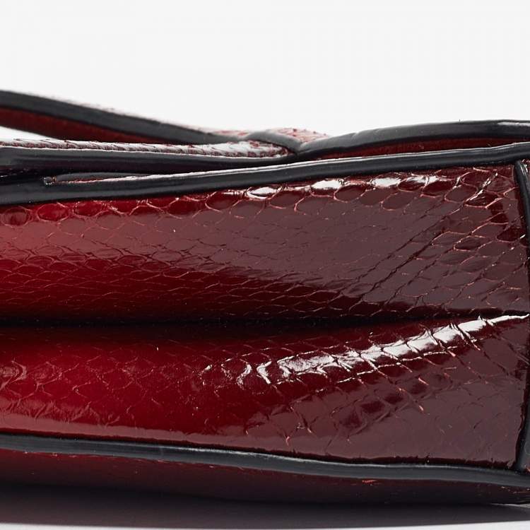 Pre Owned Dior Red/Black Snakeskin Mini Saddle Bag
