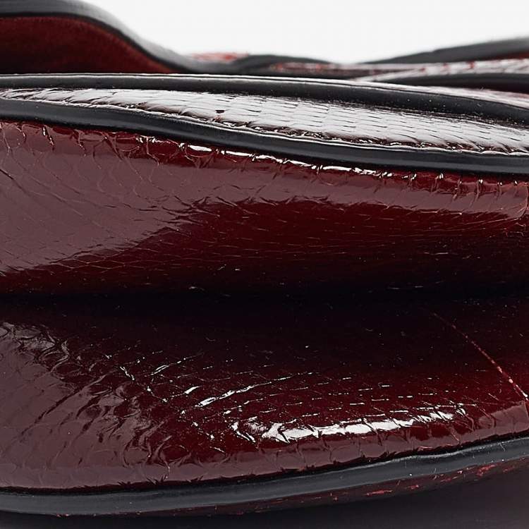 Pre Owned Dior Red/Black Snakeskin Mini Saddle Bag