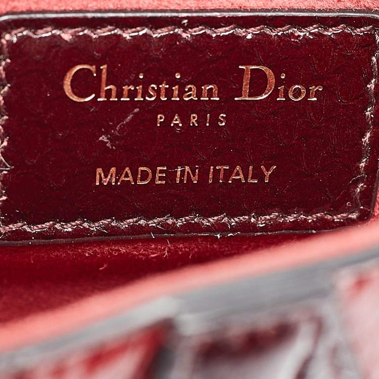 Pre Owned Dior Red/Black Snakeskin Mini Saddle Bag