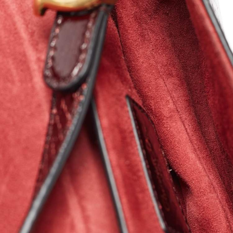 Pre Owned Dior Red/Black Snakeskin Mini Saddle Bag