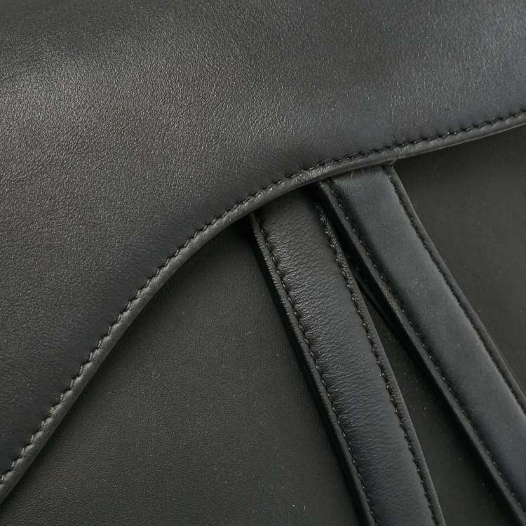 Pre Owned Dior Black Leather Saddle Bag