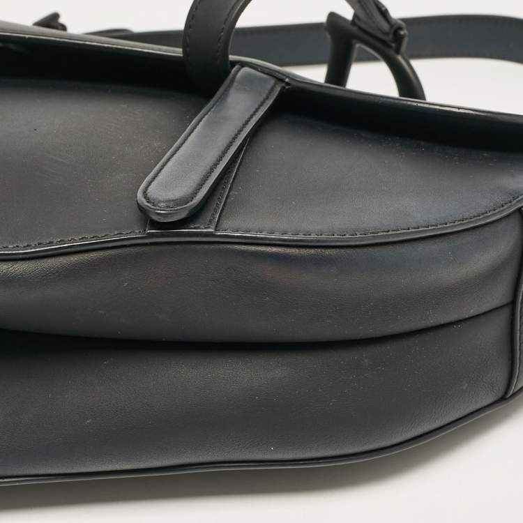 Pre Owned Dior Black Leather Saddle Bag