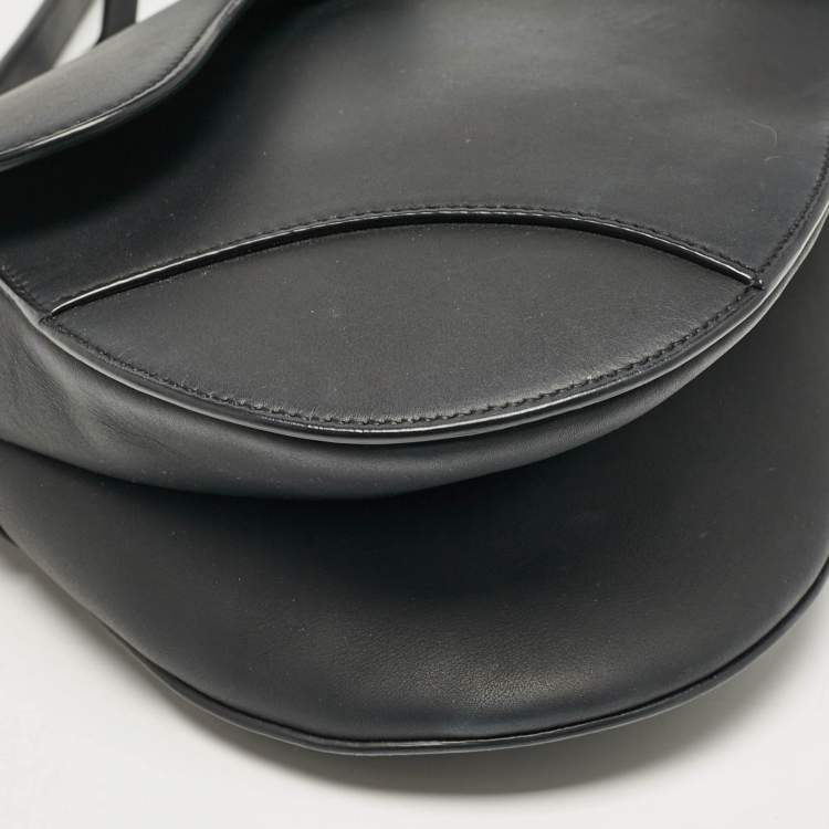 Pre Owned Dior Black Leather Saddle Bag