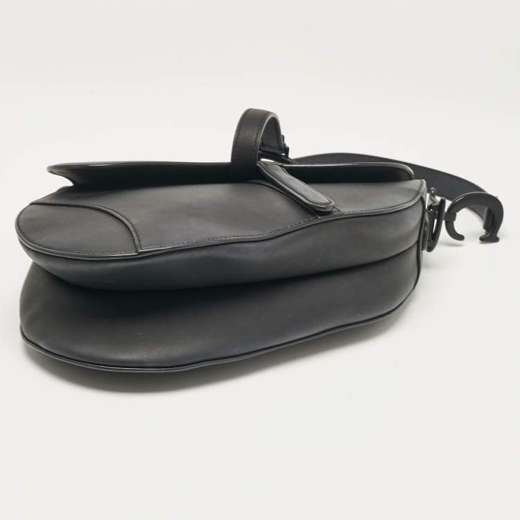 Pre Owned Dior Black Leather Saddle Bag