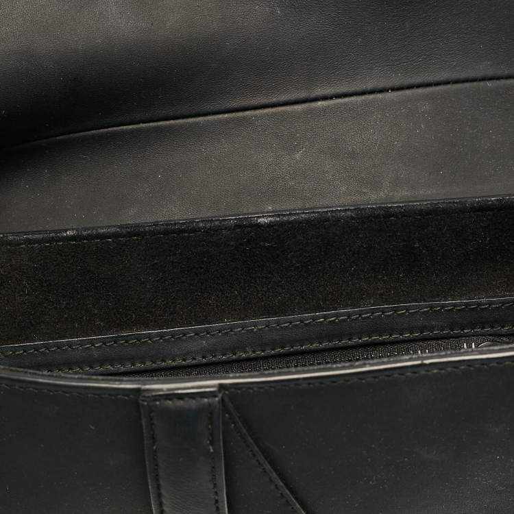Pre Owned Dior Black Leather Saddle Bag