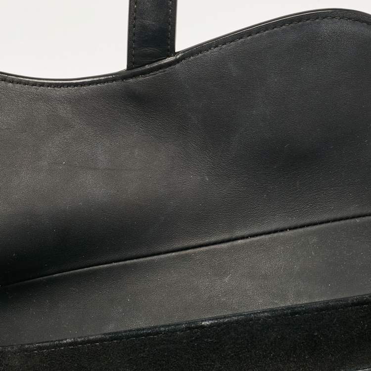 Pre Owned Dior Black Leather Saddle Bag