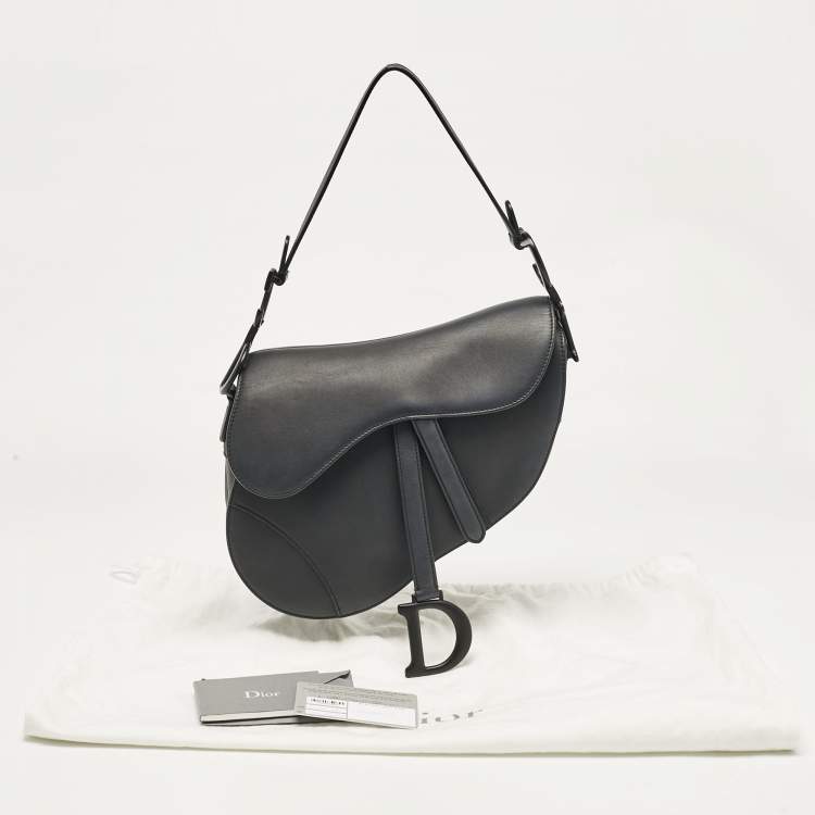 Pre Owned Dior Black Leather Saddle Bag