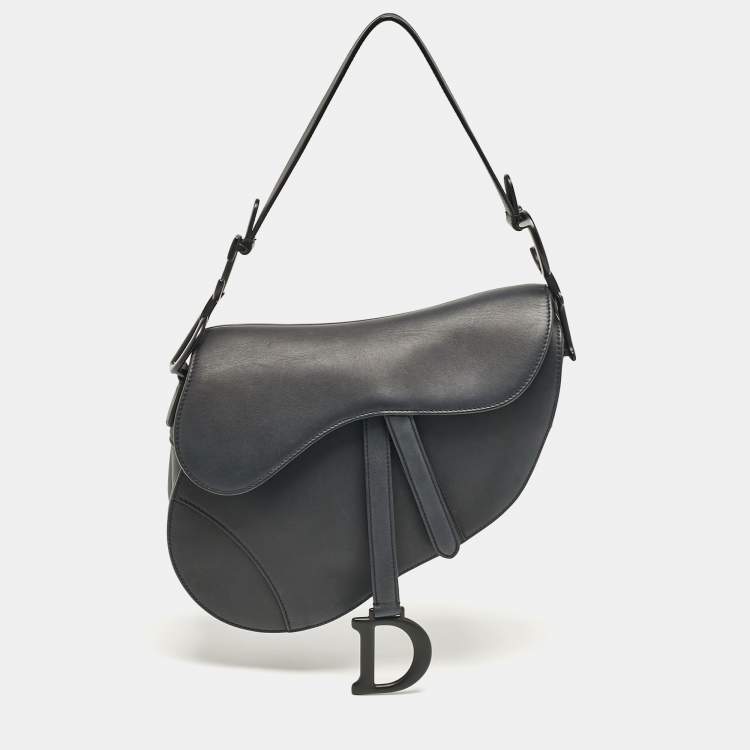 Pre Owned Dior Black Leather Saddle Bag