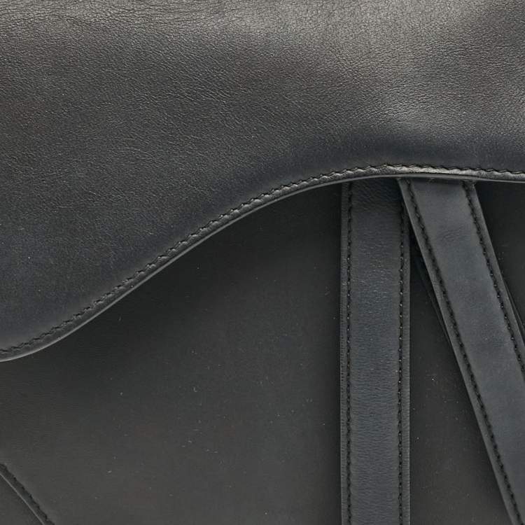 Pre Owned Dior Black Leather Saddle Bag