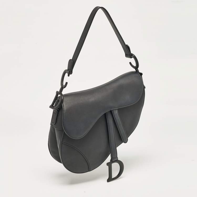 Pre Owned Dior Black Leather Saddle Bag