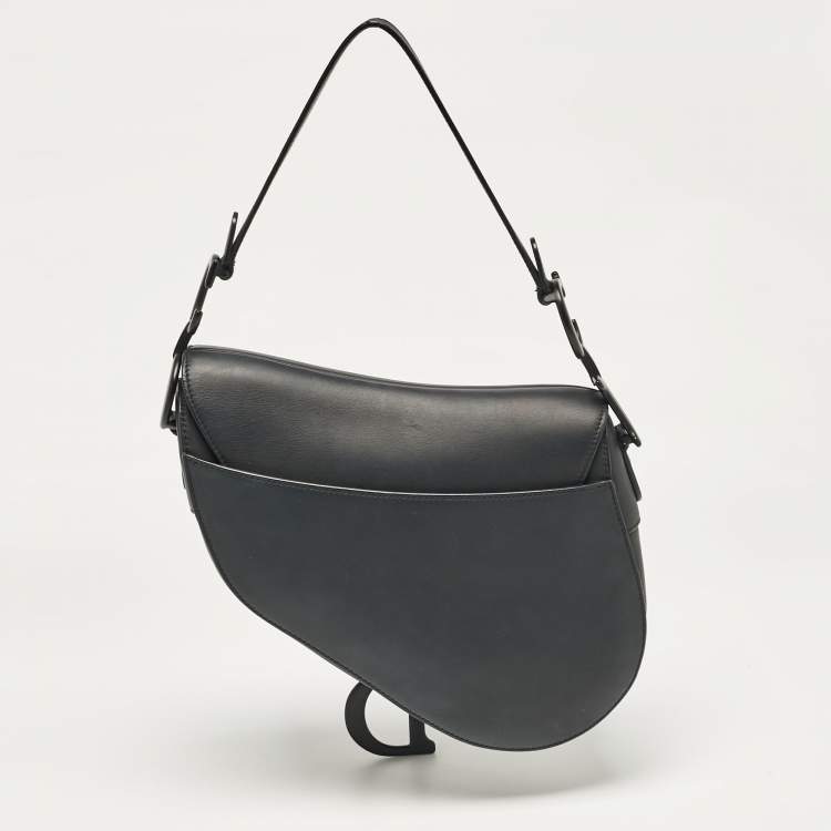 Pre Owned Dior Black Leather Saddle Bag