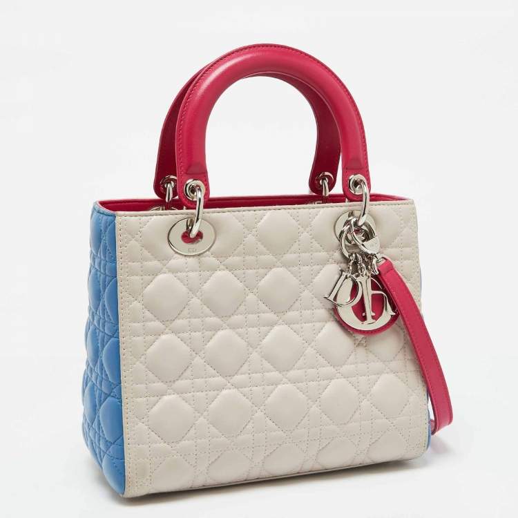 Pre Owned Dior Multicolor Cannage Leather Medium Lady Dior Tote