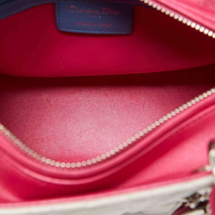 Pre Owned Dior Multicolor Cannage Leather Medium Lady Dior Tote