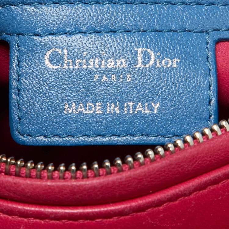 Pre Owned Dior Multicolor Cannage Leather Medium Lady Dior Tote