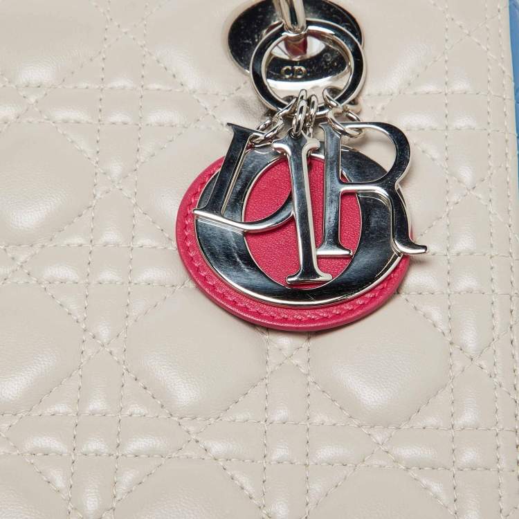 Pre Owned Dior Multicolor Cannage Leather Medium Lady Dior Tote