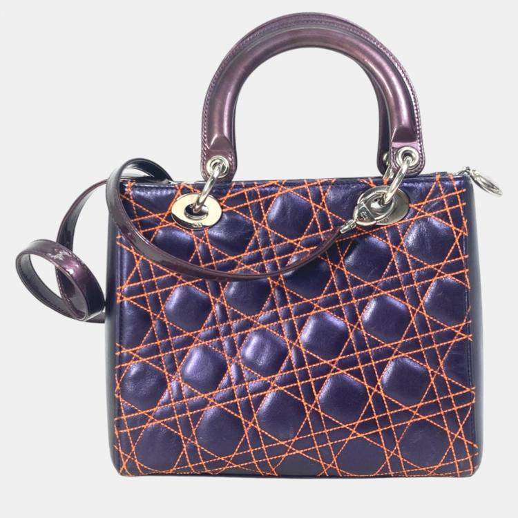 Pre Owned Dior purple Orange Cannage Quilted bag
