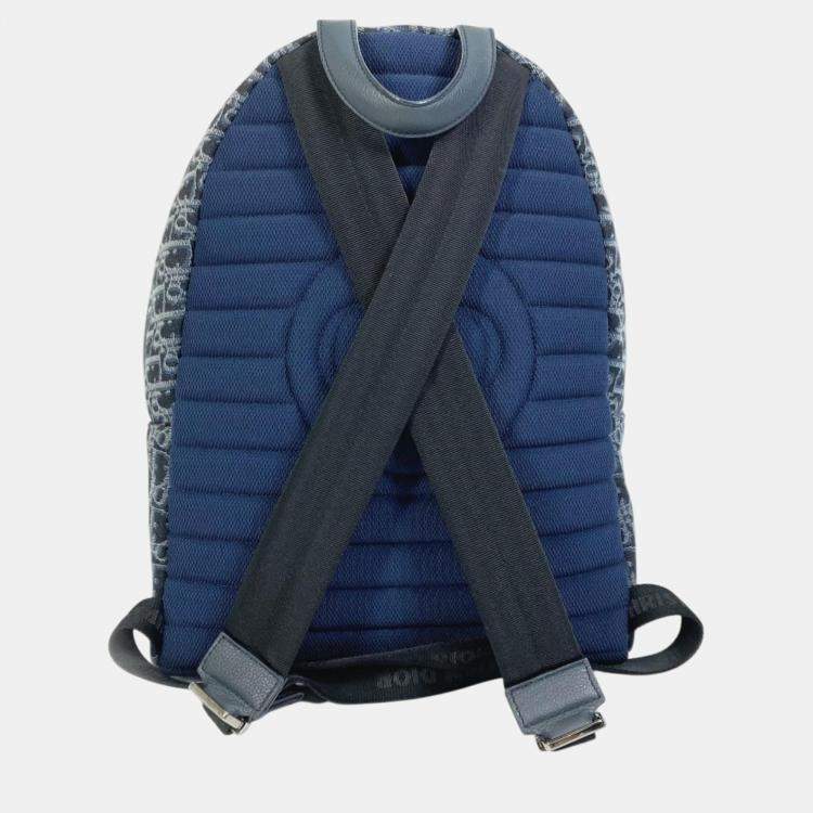 Pre Owned Dior Navy Trotter Oblique Backpack