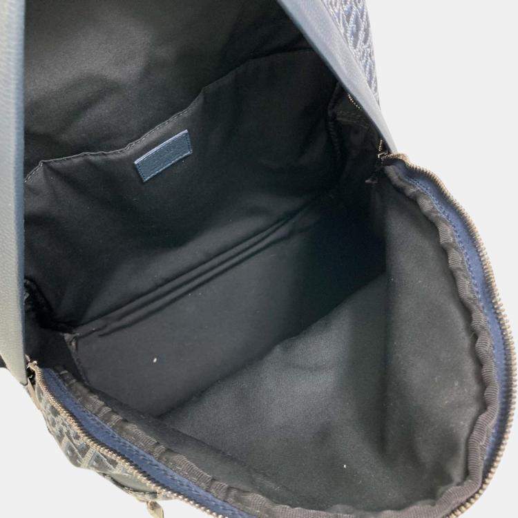 Pre Owned Dior Navy Trotter Oblique Backpack