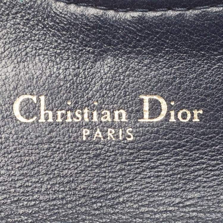 Pre Owned Dior Navy Blue Oblique Canvas and Leather Saddle Wallet