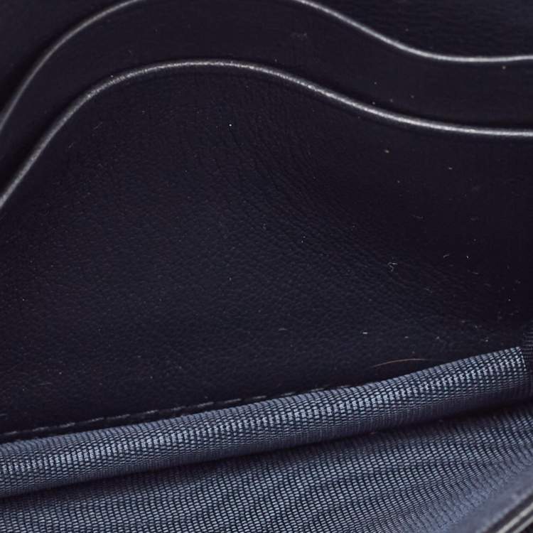 Pre Owned Dior Navy Blue Oblique Canvas and Leather Saddle Wallet