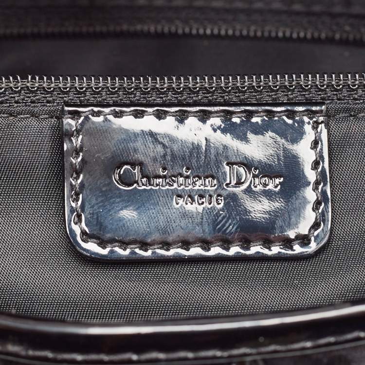 Pre Owned Dior Black Oblique Canvas and Patent Leather XS Saddle Bag