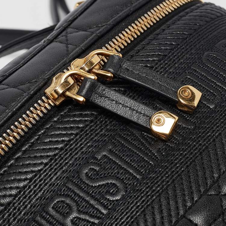 Pre Owned Dior Black Cannage Leather Small Diortravel Vanity Case