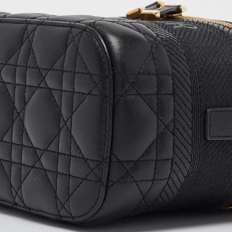 Pre Owned Dior Black Cannage Leather Small Diortravel Vanity Case
