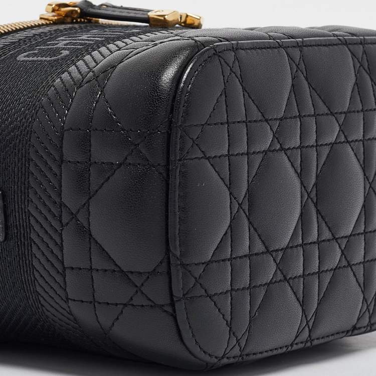Pre Owned Dior Black Cannage Leather Small Diortravel Vanity Case