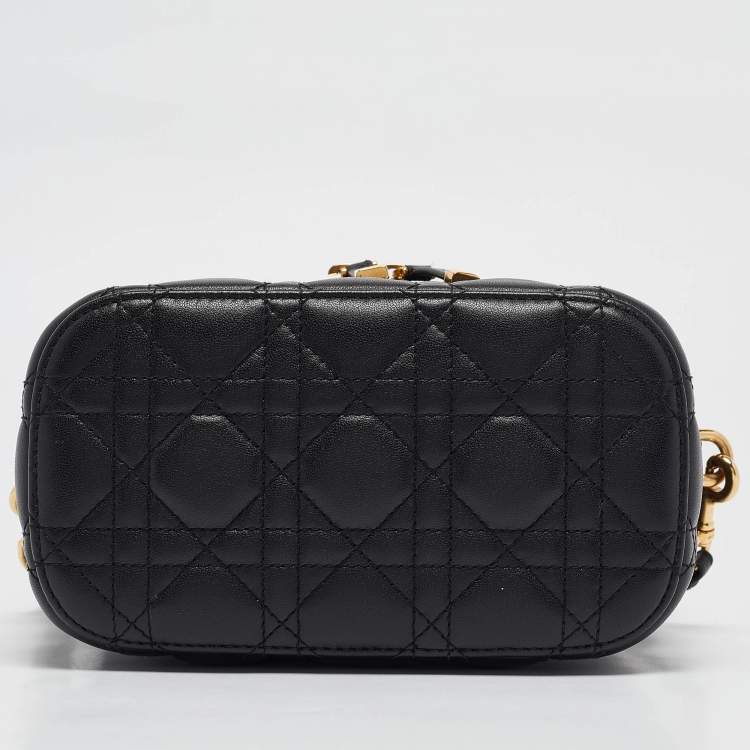 Pre Owned Dior Black Cannage Leather Small Diortravel Vanity Case