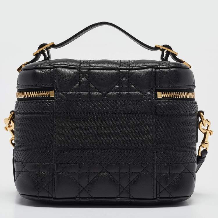 Pre Owned Dior Black Cannage Leather Small Diortravel Vanity Case