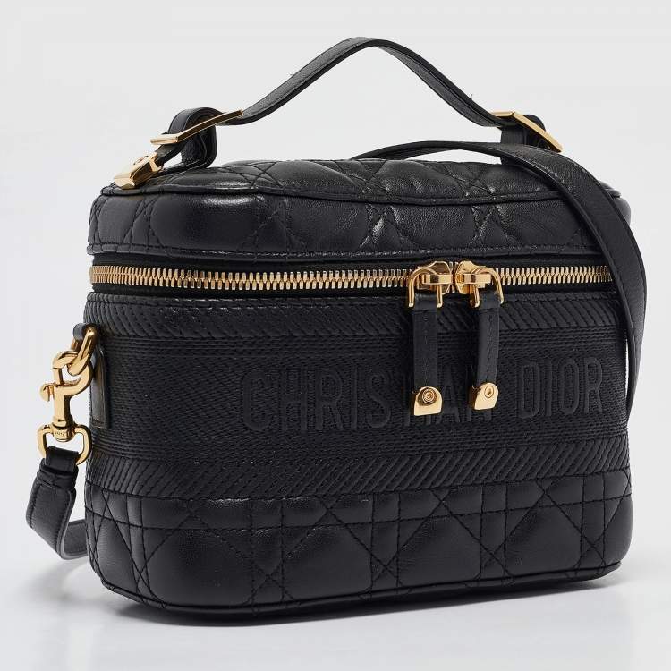 Pre Owned Dior Black Cannage Leather Small Diortravel Vanity Case