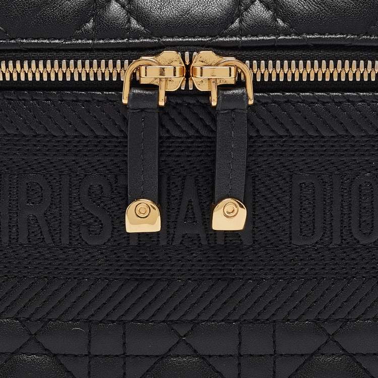 Pre Owned Dior Black Cannage Leather Small Diortravel Vanity Case