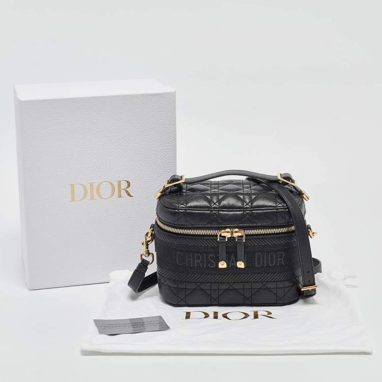Pre Owned Dior Black Cannage Leather Small Diortravel Vanity Case