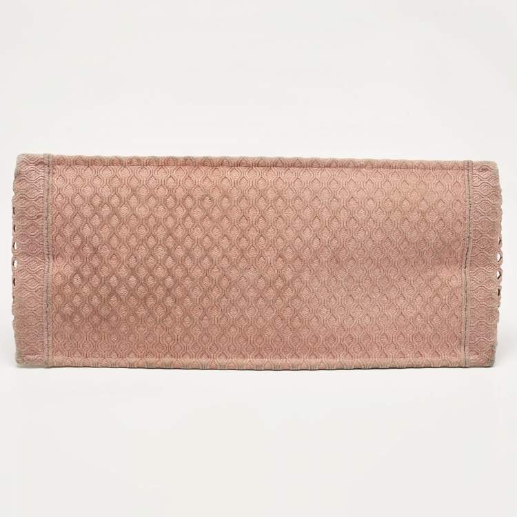 Pre Owned Dior Old Rose Mesh Embroidered Canvas Large Book Tote