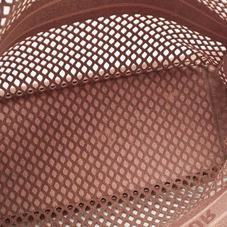 Pre Owned Dior Old Rose Mesh Embroidered Canvas Large Book Tote