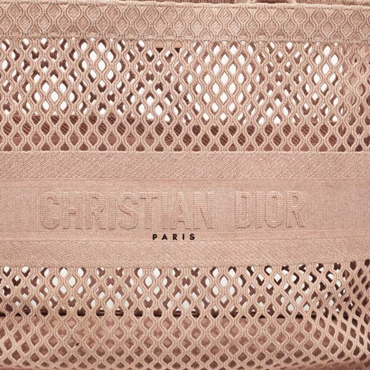 Pre Owned Dior Old Rose Mesh Embroidered Canvas Large Book Tote