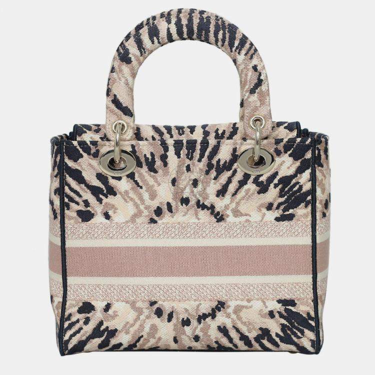 Pre Owned Christian Dior Medium Tie Dye Embroidery Canvas Lady D-Lite Bag