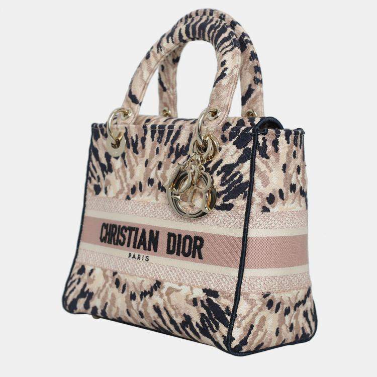 Pre Owned Christian Dior Medium Tie Dye Embroidery Canvas Lady D-Lite Bag