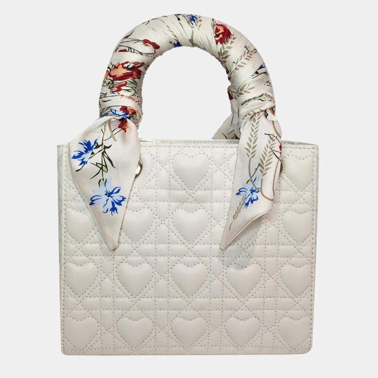 Pre Owned Christian Dior White Dioramour My ABCDior Lady Dior Bag