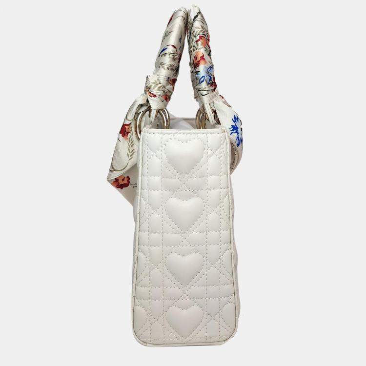 Pre Owned Christian Dior White Dioramour My ABCDior Lady Dior Bag