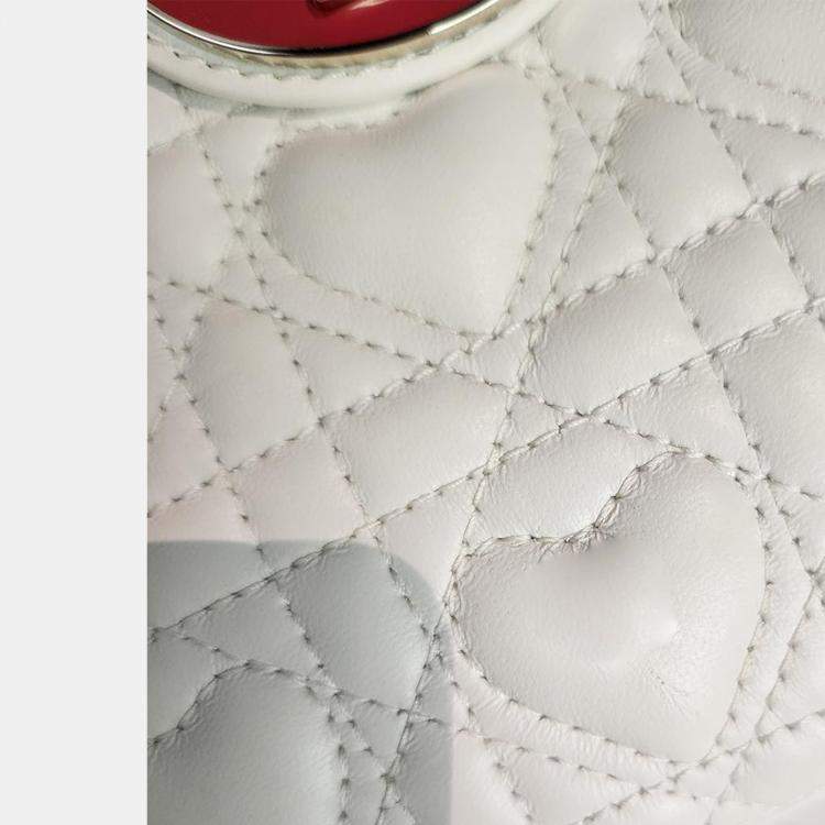 Pre Owned Christian Dior White Dioramour My ABCDior Lady Dior Bag